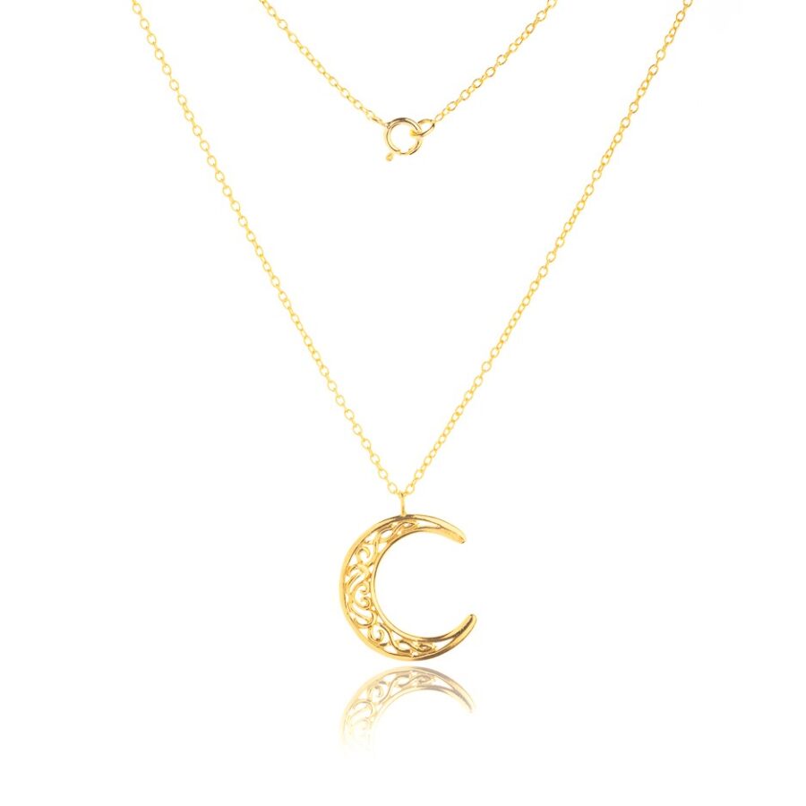 Naszyjnik z wiszącym elementem księżyc, pokryty złotem Gold Moon