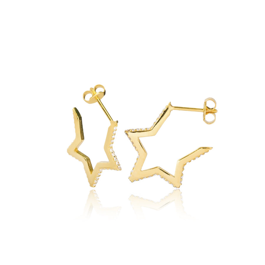 Kolczyki na zatyczkę w kształcie gwiazd pokryte złotem Vivy