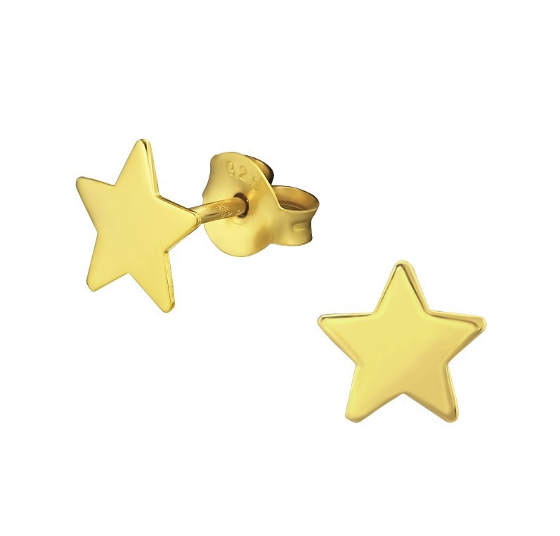 Kolczyki na zatyczkę pozłacane w kształcie gwiazdek Star