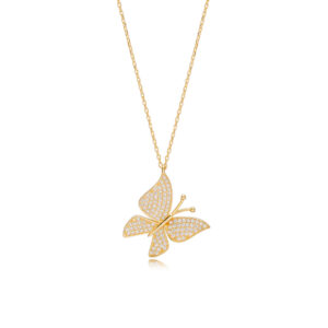 Naszyjnik pozłacany z zawieszką w kształcie motyla z cyrkoniami Butterfly