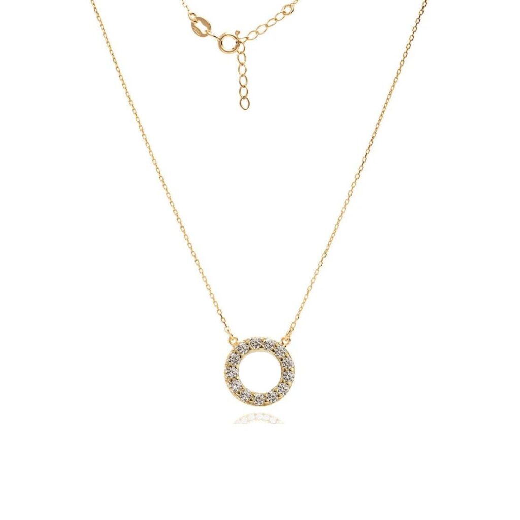 Naszyjnik pozłacany z zawieszką w kształcie koła z cyrkoniami Little Karma