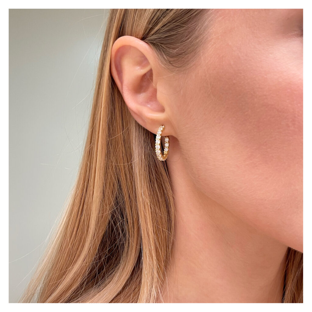 Kolczyki koła pozłacane z cyrkoniami na zatyczkę Mila