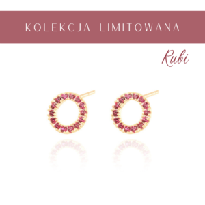 Kolczyki pozłacane na zatyczkę w kształcie koła z cyrkoniami Little Karma Rubi