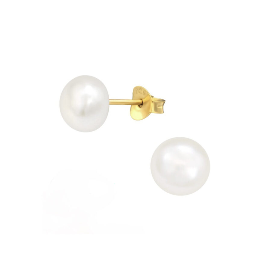 Kolczyki pozłacane na zatyczkę z perłą Pearls