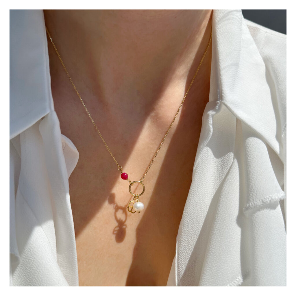 Naszyjnik z perłą i jadeitem Balo