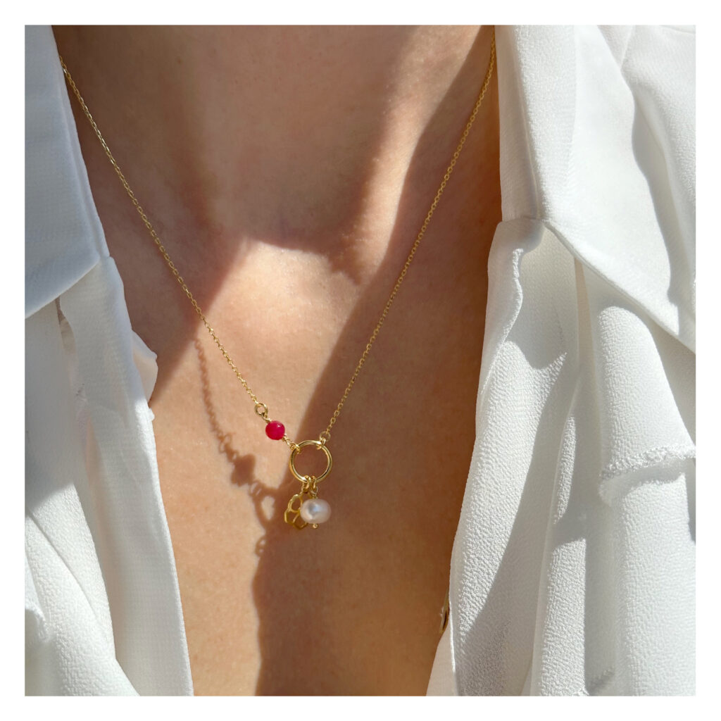 Naszyjnik z perłą i jadeitem Balo