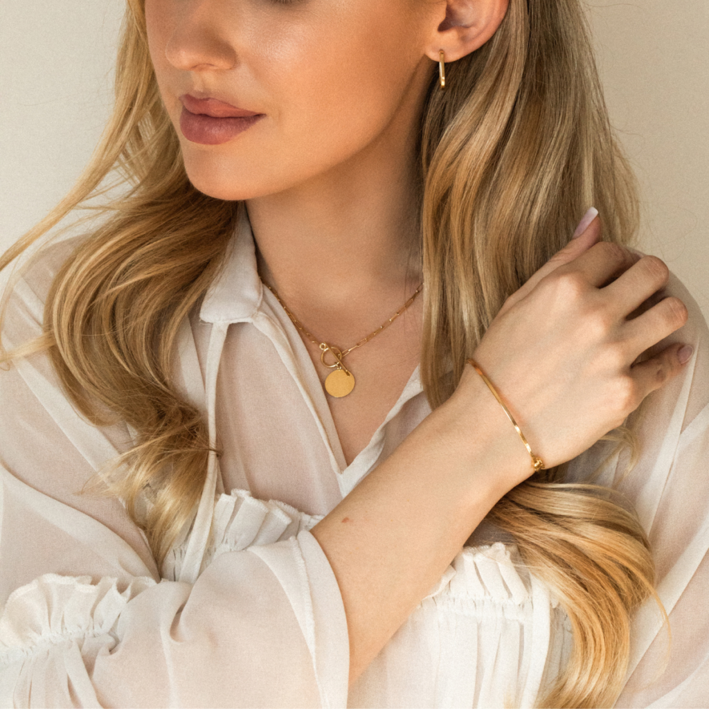 Bransoletka pozłacana bangle sztywna Stella