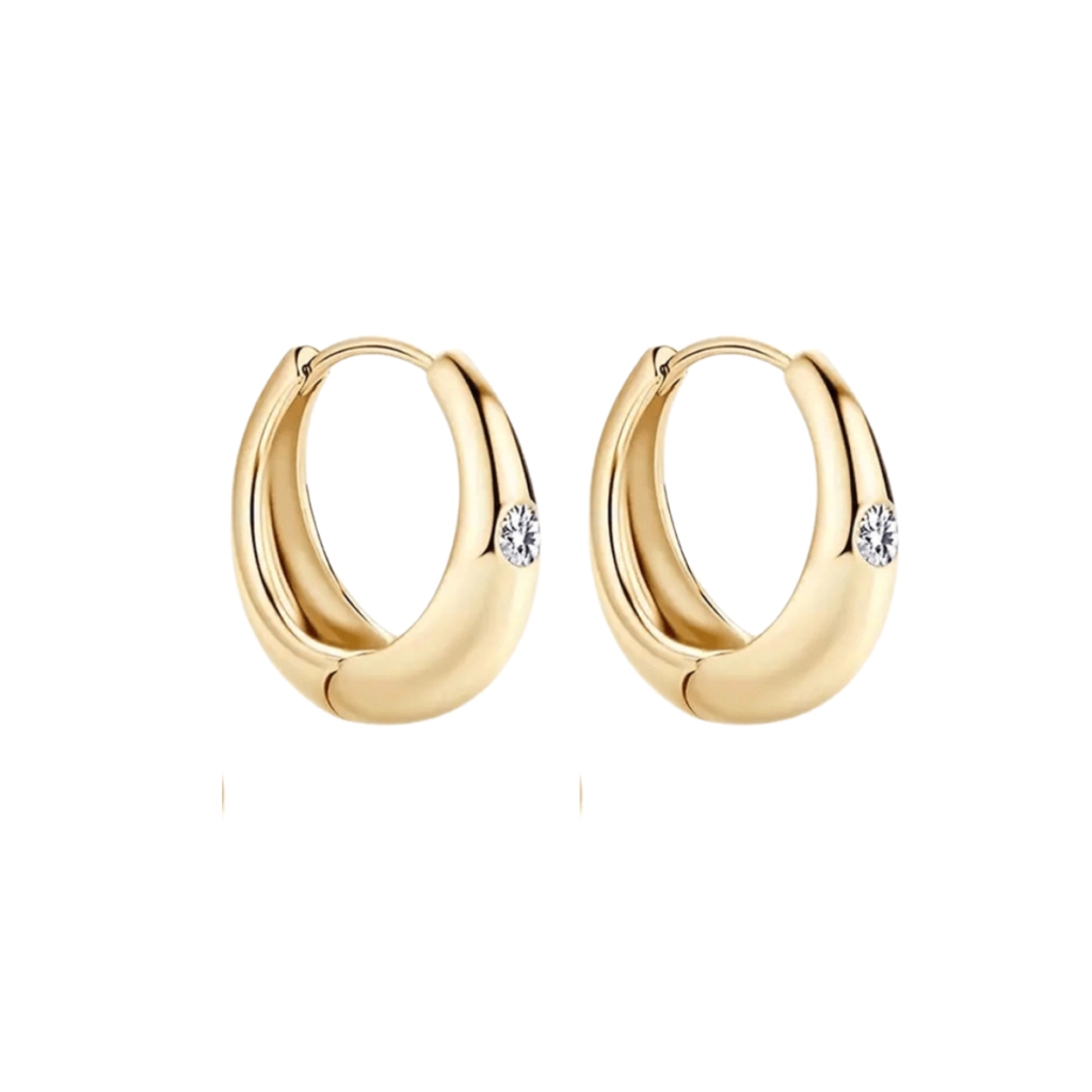 Kolczyki pozłacane na zatyczkę z cyrkoniami i wiszącą koniczyną marokańską Maroko