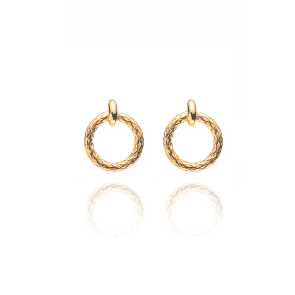 Kolczyki pozłacane na zatyczkę grawerowane koła Marve