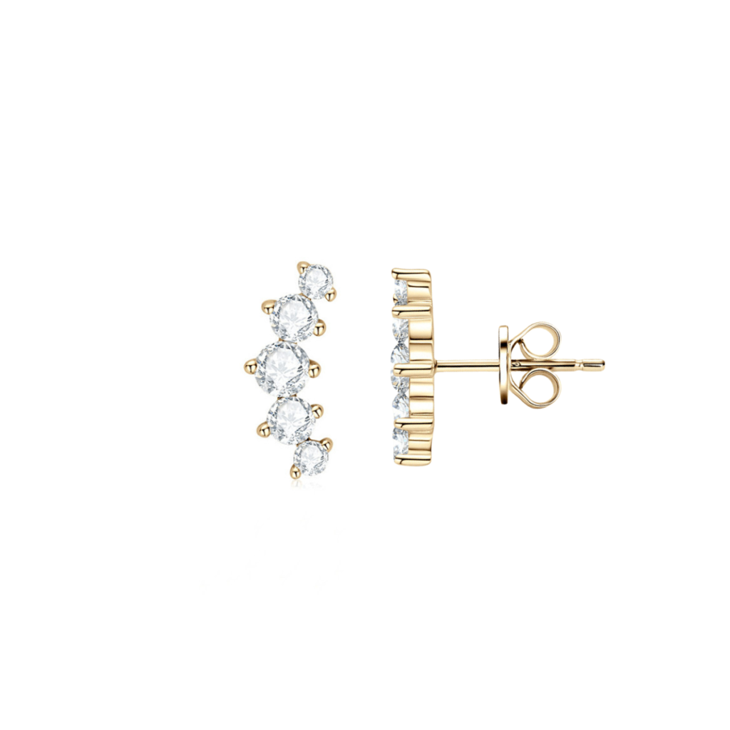 Kolczyki pozłacane na zatyczkę moissanitem Moiss