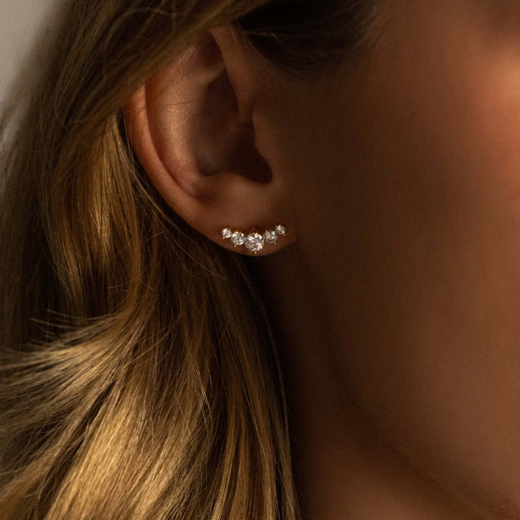 Kolczyki pozłacane na zatyczkę moissanitem Moiss (2)