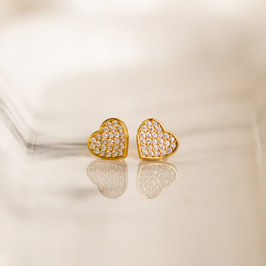 Kolczyki pozłacane na zatyczkę w kształcie sera z cyrkoniami Sweetheart (2)