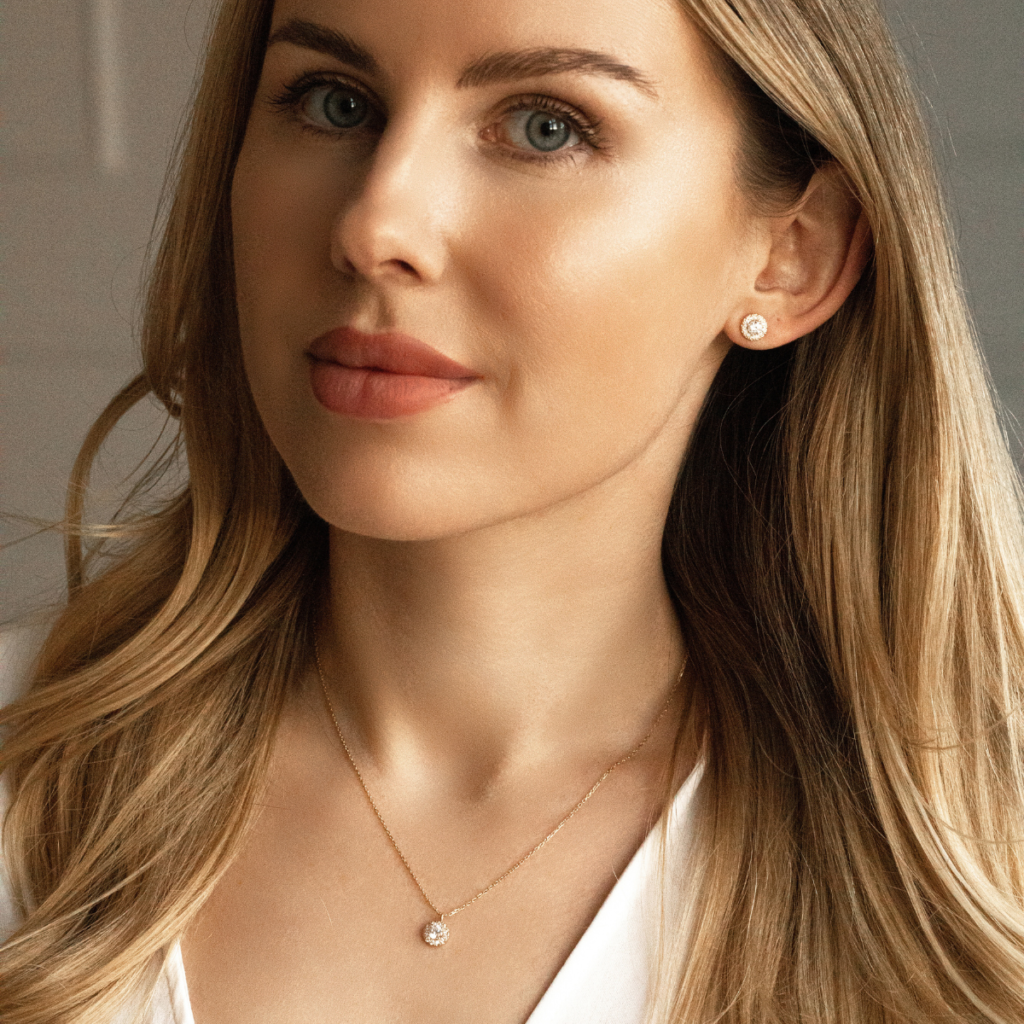 Komplet biżuterii pozłacanej kolczyki i naszyjnik z cyrkoniami Little Sami