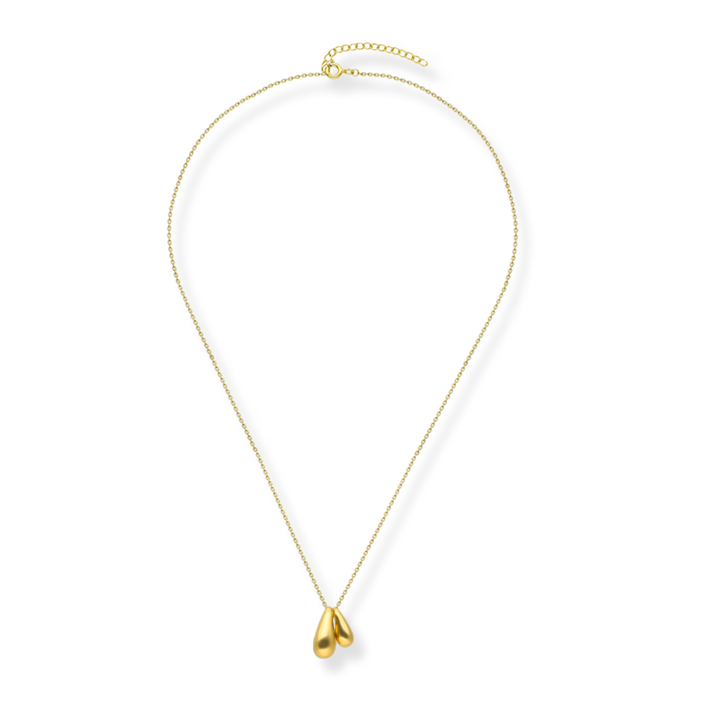 Naszyjnik pozłacany z dwoma zawieszkami w kształcie kropli Sofiaa