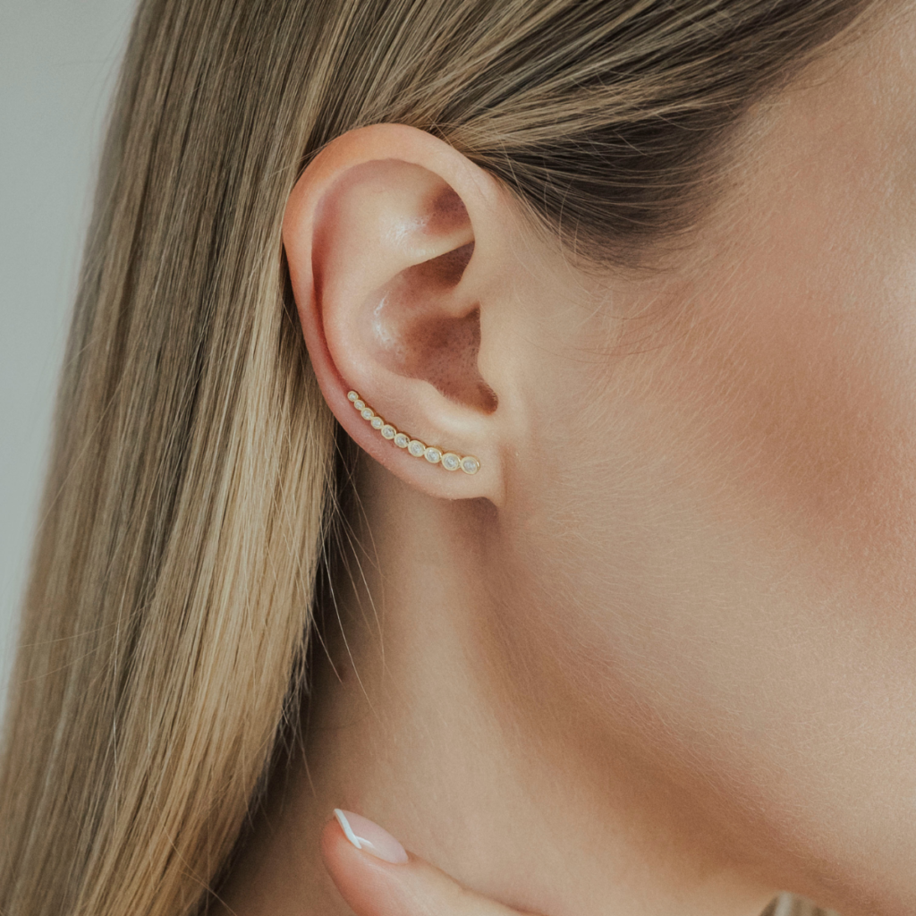 Kolczyki pozłacane nausznica z cyrkoniami Sky (2)