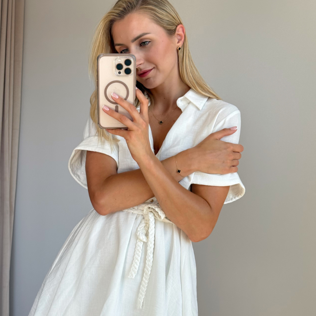 Bransoletka pozłacana z czarym onyksem koniczyna marokańska 0,7 cm Maroko Black