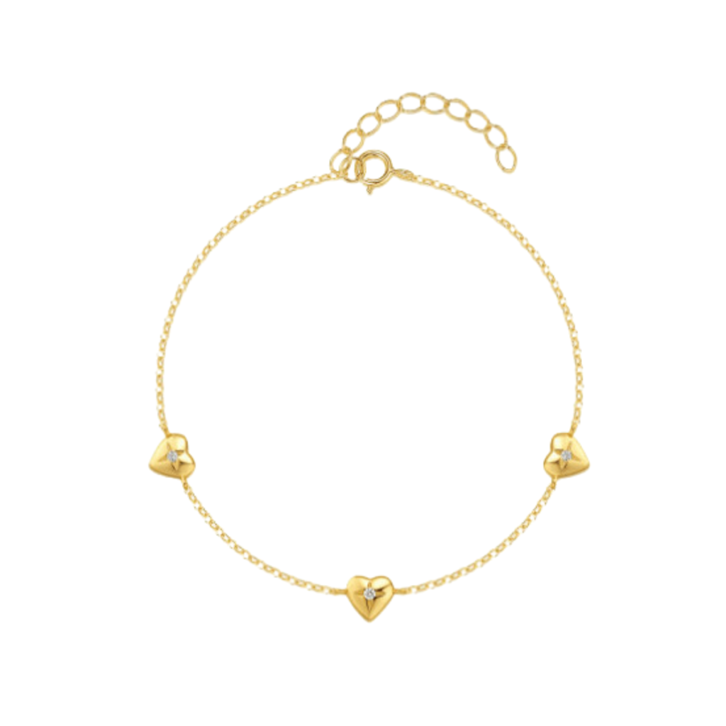 Bransoletka pozłacana z sercami i cyrkoniami Promise