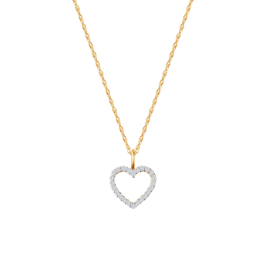 Naszyjnik złoty z zawieszką serce z cyrkoniami Love