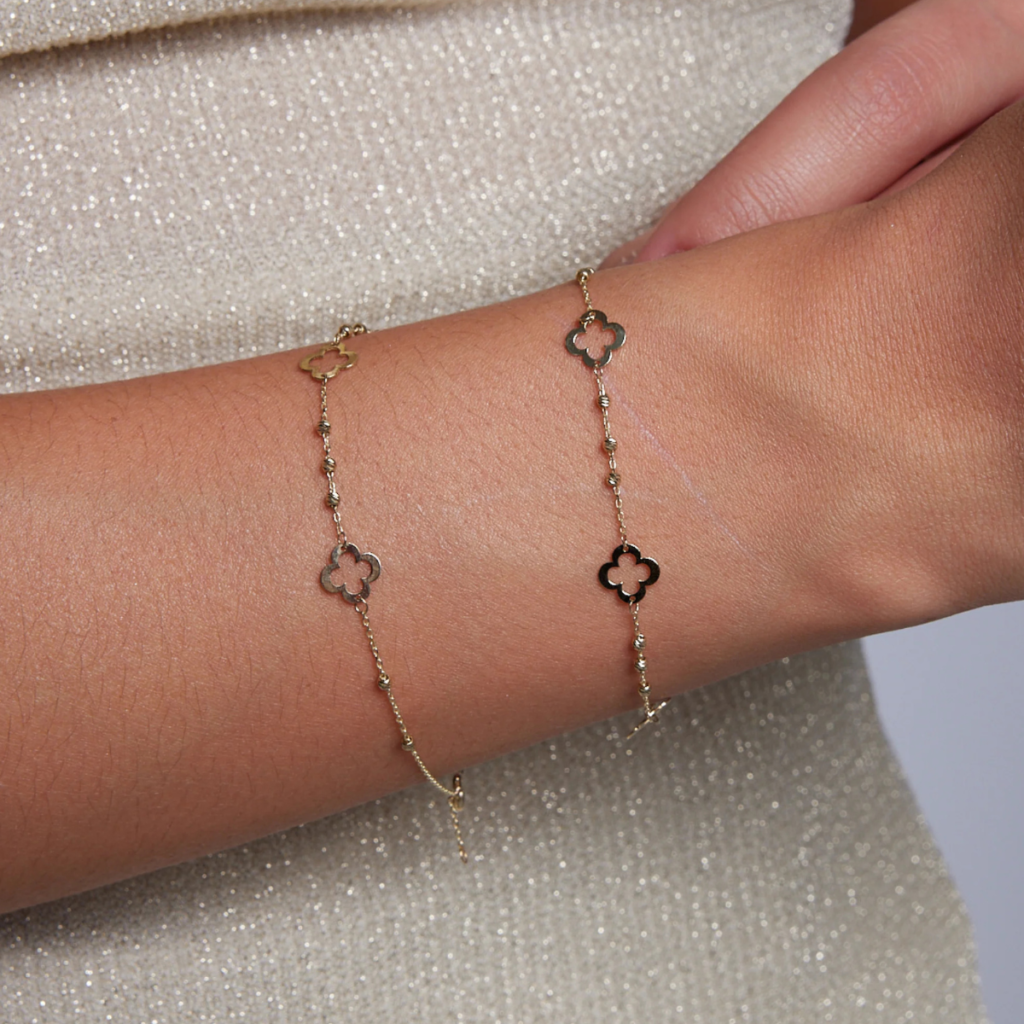 Bransoletka złota z koniczynami i kuleczkami Molly