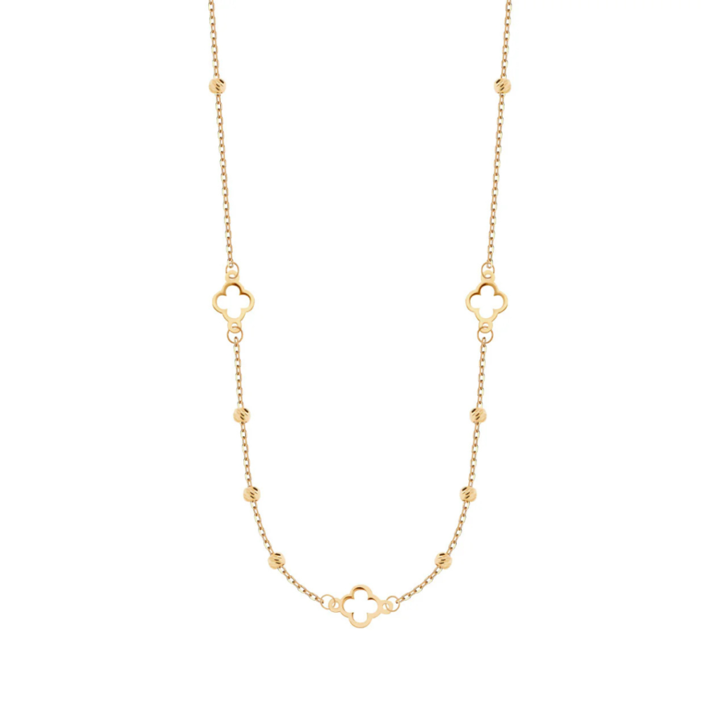 Naszyjnik złoty z koniczynami i kulkami Molly