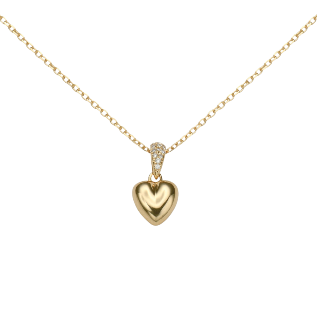 Naszyjnik pozłacany z zawieszką serce z cyrkoniami Mia
