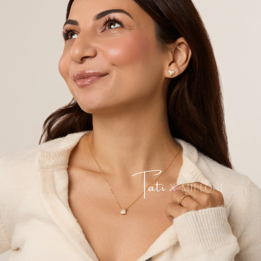 Naszyjnik pozłacany z zawieszką w kształcie serca z cyrkoniami Clara