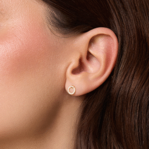 Kolczyki pozłacane na zatyczkę w kształcie koła z cyrkoniami Lumi