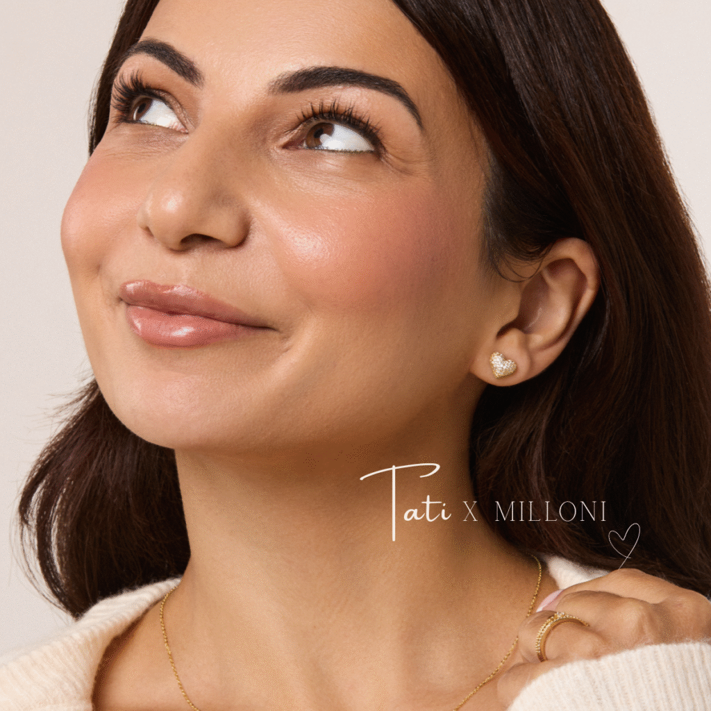 Kolczyki pozłacane na zatyczkę w kształcie serca z cyrkoniami Clara