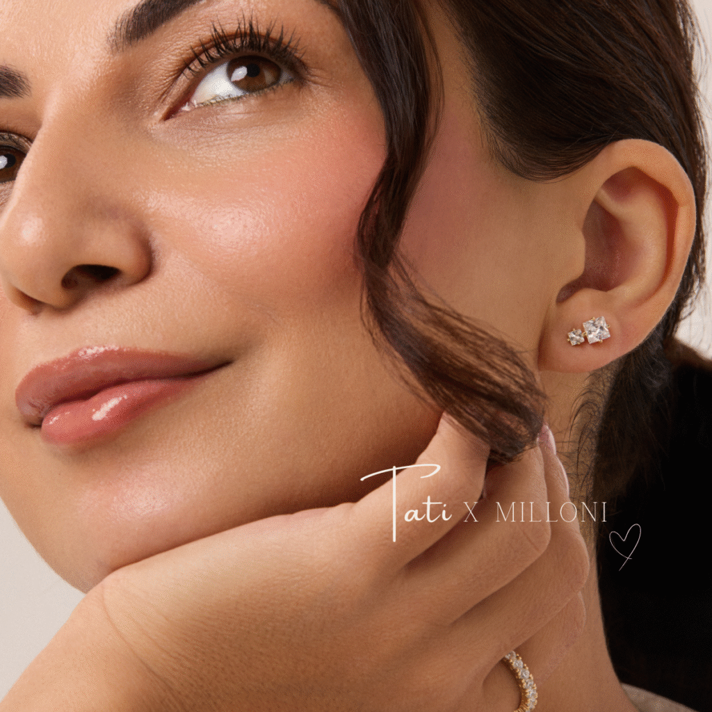 Kolczyki pozłacane na zatyczkę z cyrkonią Daphne