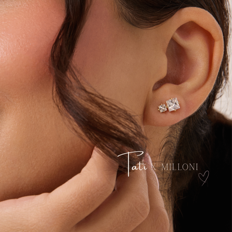 Kolczyki pozłacane na zatyczkę z cyrkonią Daphne