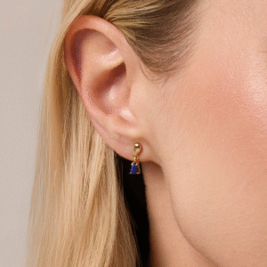 Kolczyki pozłacane wiszące na zatyczkę z kamieniem Lapis Lazuri Noelle