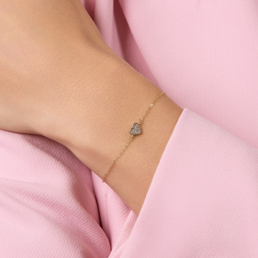 Bransoletka pozłacana z sercem wysadzanym cyrkoniami Sweetheart