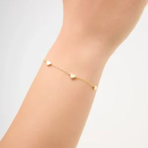 Bransoletka pozłacana z serduszkami Lovely