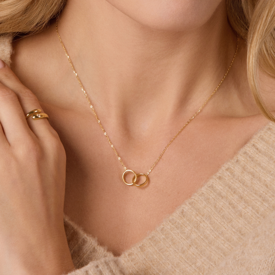 Naszyjnik pozłacany z dwoma połączonymi kółeczkami Oath