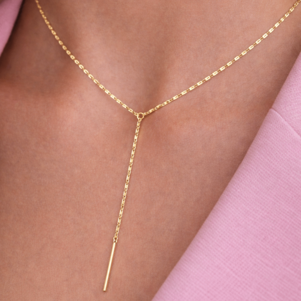 Diamentowany naszyjnik pozłacany typu krawatka Elise