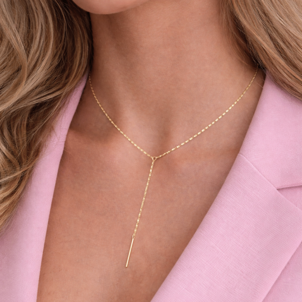 Diamentowany naszyjnik pozłacany typu krawatka Elise