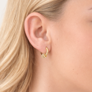 Kolczyki pozłacane, gładkie kółeczka z zawieszkami w kształcie kółeczek z cyrkoniami Laura