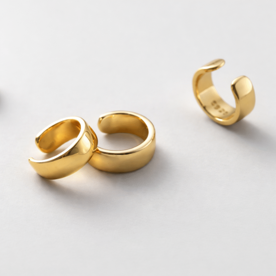 Kolczyki pozłacane nausznica gładka Classy