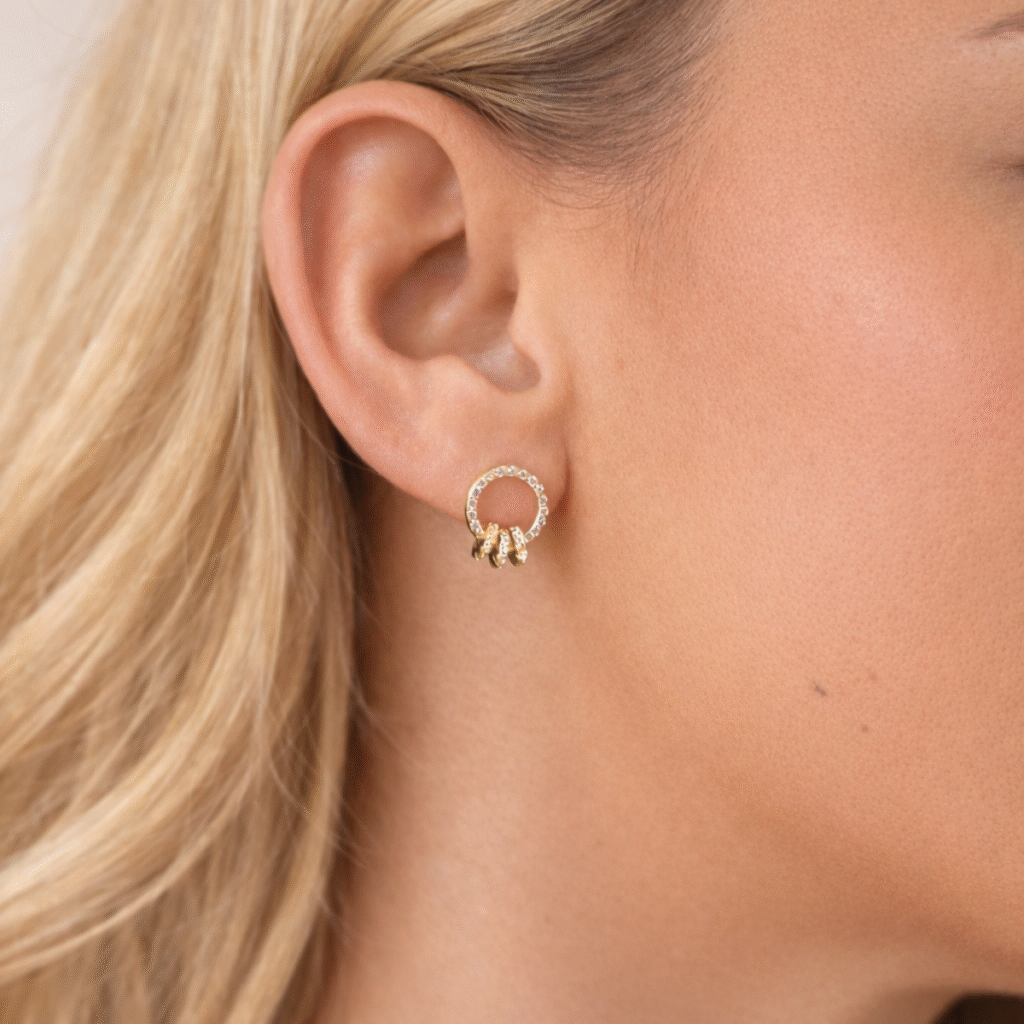 Kolczyki pozłacane wiszące koła z cyrkoniami Little Clarissa