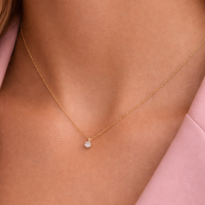 Naszyjnik pozłacany z jedną, centralną cyrkonią Little Diana