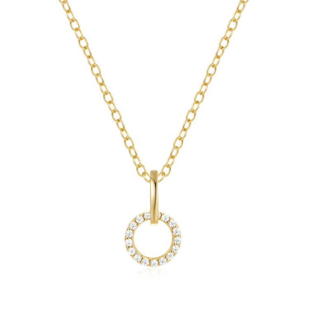 Naszyjnik pozłacany z zawieszką w kształcie koła z cyrkoniami Lusi